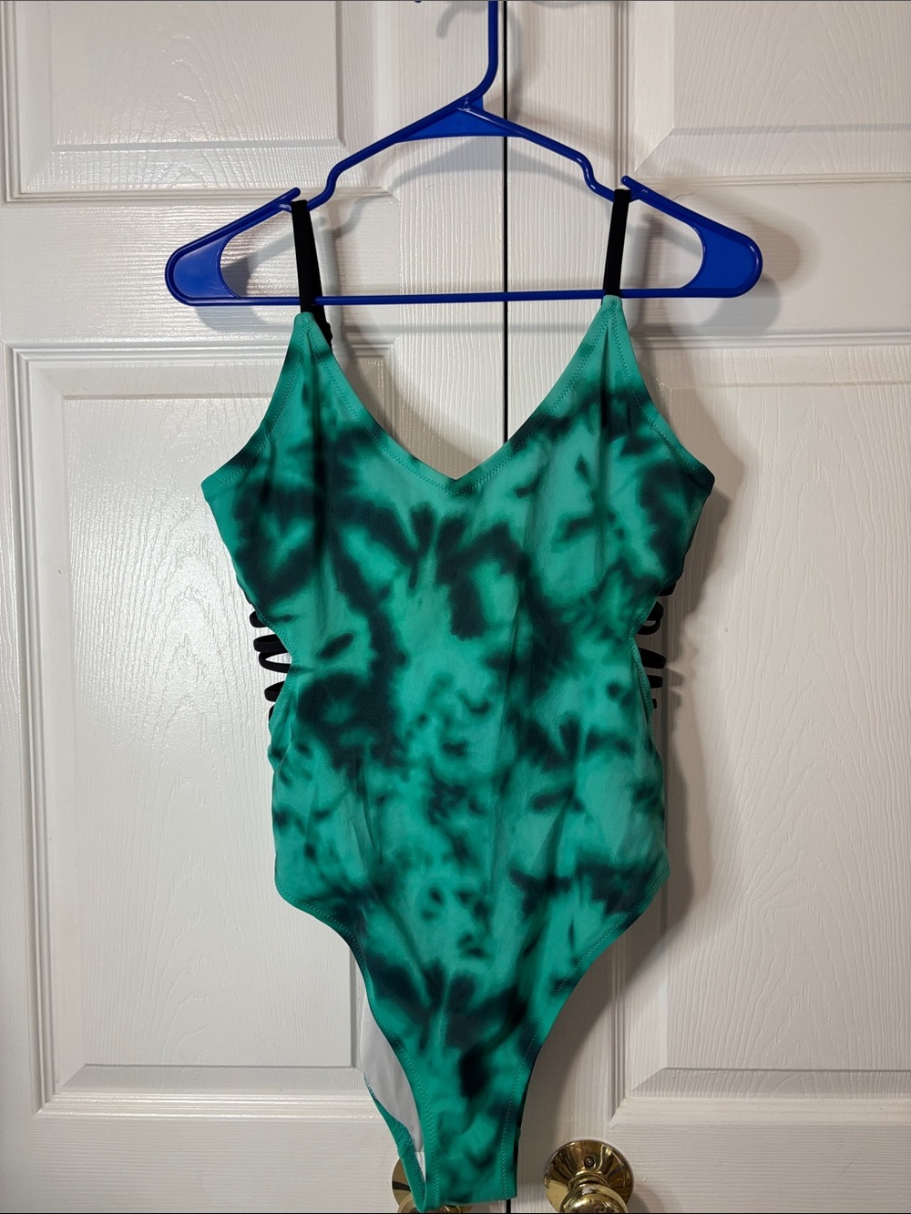 PINK Victoria's Secret Teal Green Tie-Dye Top Sz Large VGUC